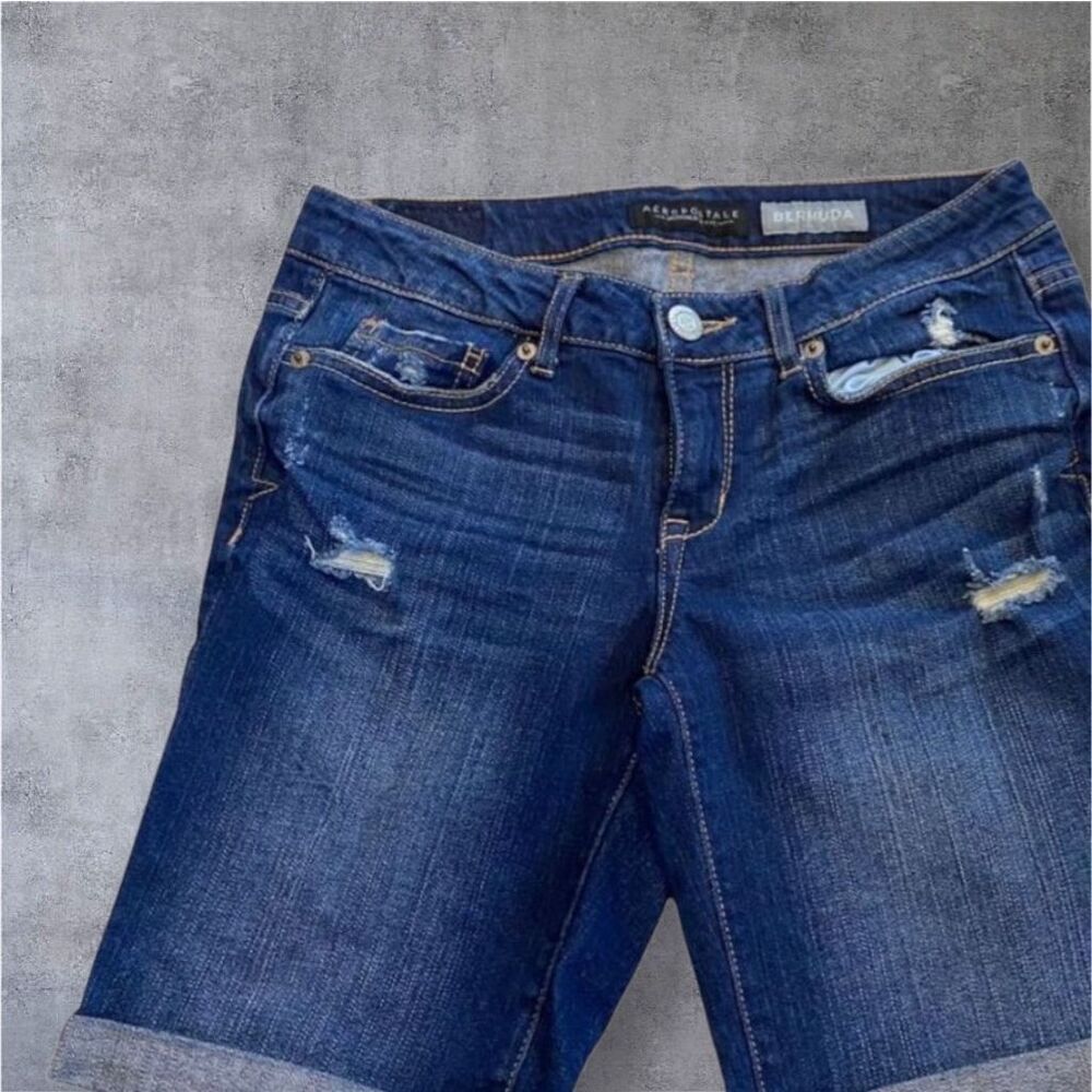 Aeropostale Distressed Denim Bermuda Shorts 3/4